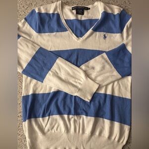 Ralph Lauren Blue and White Long Sleeve Tee